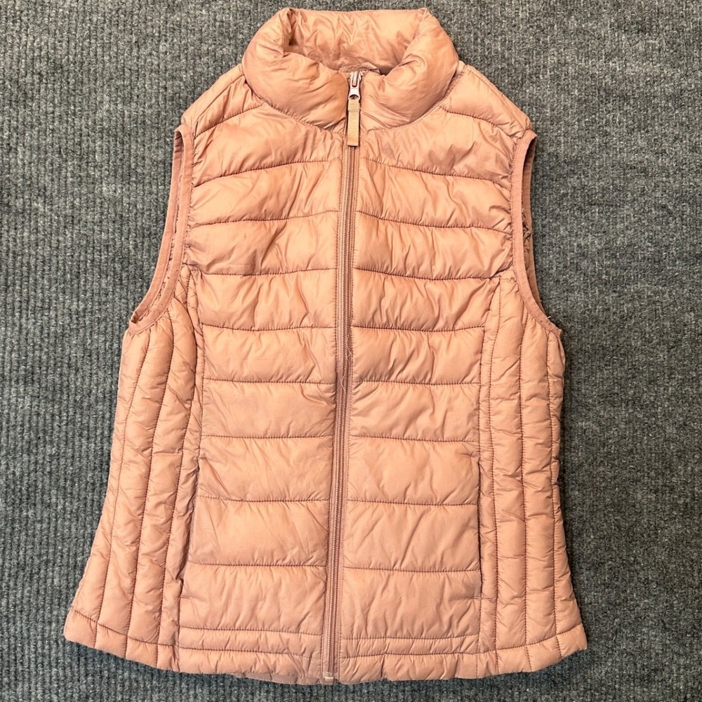 RN 158030 Quilted Puffer Vest Large Dusty Rose Lightweight Nylon